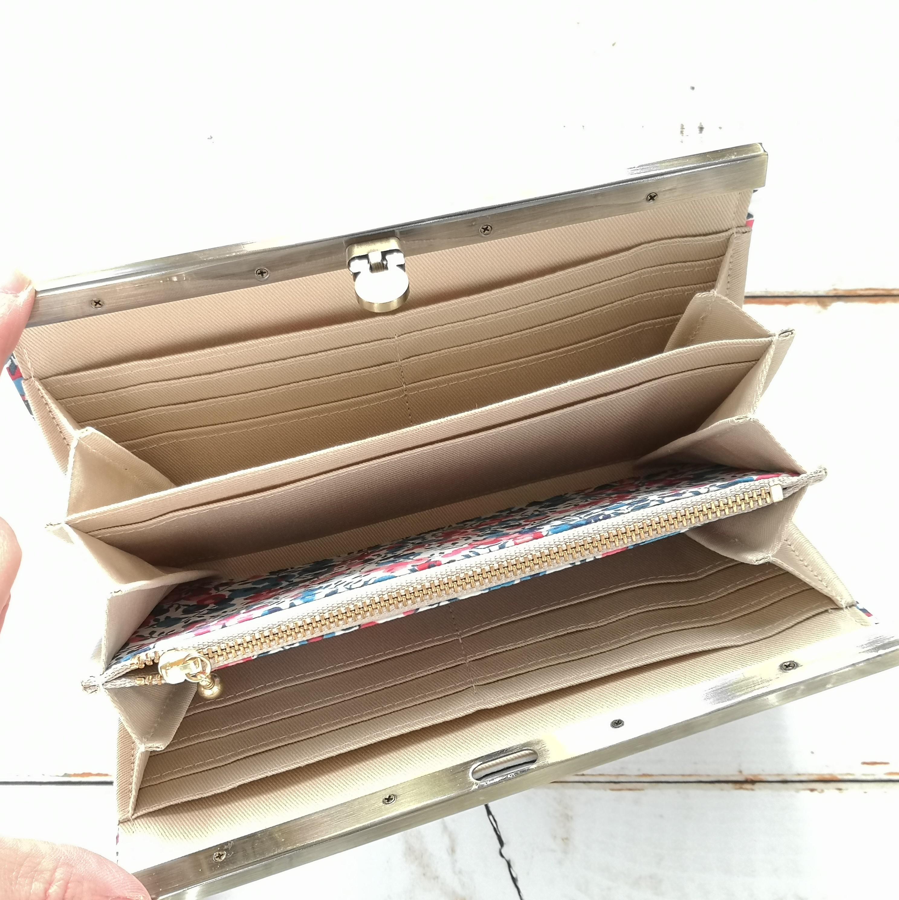 リバティ使用　小丸花柄 長財布  がま口｜詳細画像