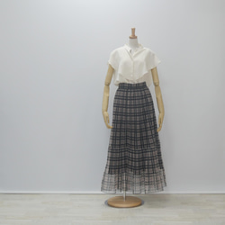 【再販】スカートとパンツスタイルで顔が変わる　透けないジョーゼット衿ブラウス　ラベンダ 10枚目の画像