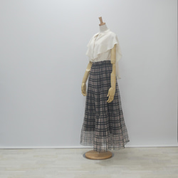 【再販】スカートとパンツスタイルで顔が変わる　透けないジョーゼット衿ブラウス　ラベンダ 9枚目の画像