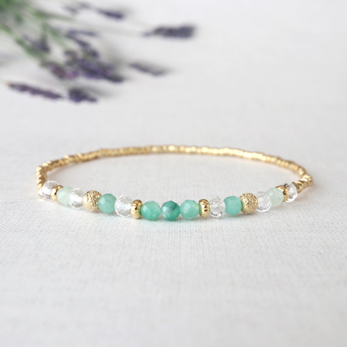 エメラルド × 水晶 ラインブレスレット *G *天然石 ブレスレット  