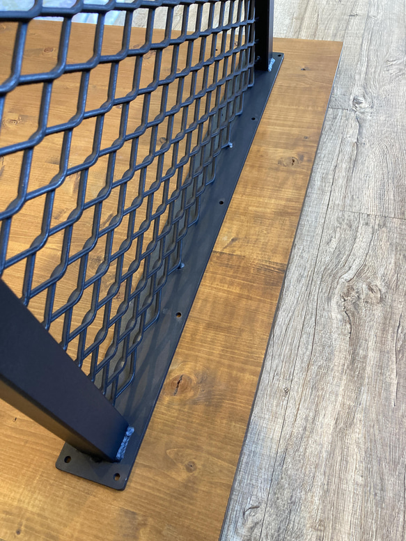 アイアンウッドテーブル【スクエア×エキスパンドメタル金属脚】 