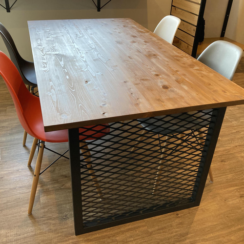 アイアンテーブル アイアンウッドテーブル【スクエア×エキスパンドメタル金属脚