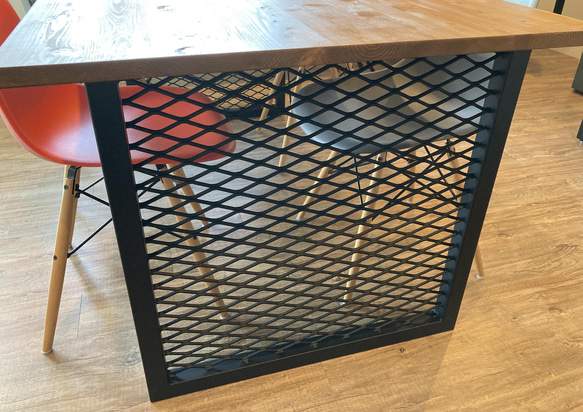 アイアンウッドテーブル【スクエア×エキスパンドメタル金属脚】 