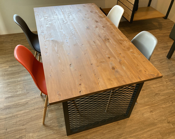 アイアンウッドテーブル【スクエア×エキスパンドメタル金属脚】 