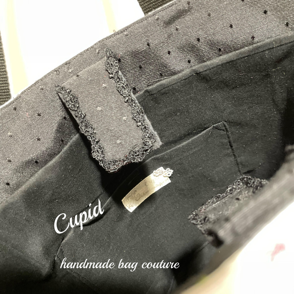フランスジャガード織り　パリジェンヌ・モニュメント柄使用のサイドポケット付き2Wayトートバッグ　1点物 5枚目の画像