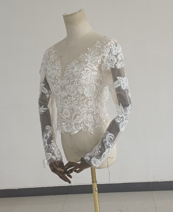 ウエディングドレス トップスのみ 3D立体レース刺繍 ボレロ 七分袖丈 花嫁/ウェディングドレ 2枚目の画像