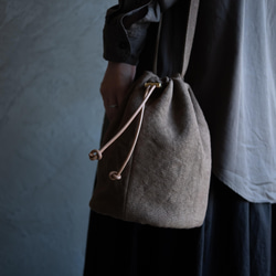 【受注制作】Linen pochette　リネン巾着型ポシェット　 12枚目の画像