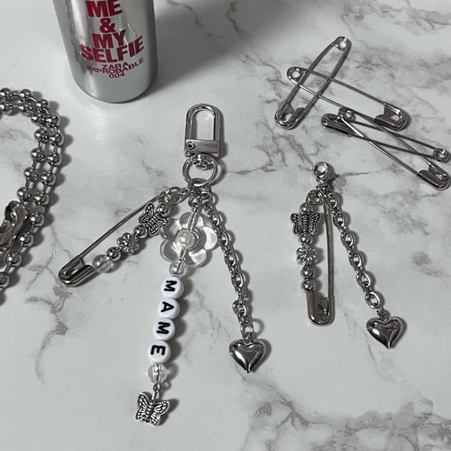 シルバー ビーズキーホルダー ストラップ 韓国 キーホルダー Xiange