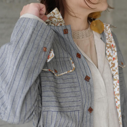 春季外衣 ◎ 腰帶條紋外套 (22s-01) 淺灰色 第12張的照片
