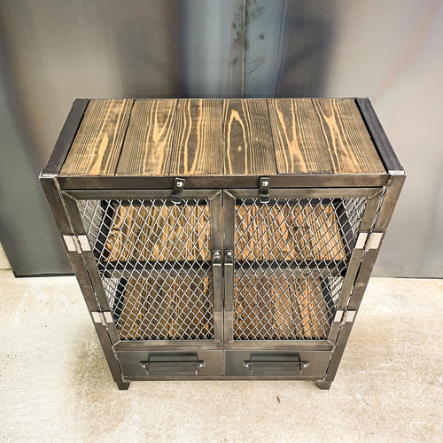 アイアンキャビネットC ［幅70㎝×奥行き30㎝×高さ90㎝］アイアン