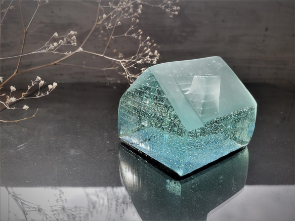 ガラスの家　置物　インテリア　プラチナベース青泡　 7枚目の画像