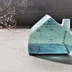 ガラスの家　置物　インテリア　プラチナベース青泡　 4枚目の画像