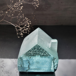 ガラスの家　置物　インテリア　プラチナベース青泡　 6枚目の画像