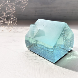 ガラスの家　置物　インテリア　プラチナベース青泡　 3枚目の画像
