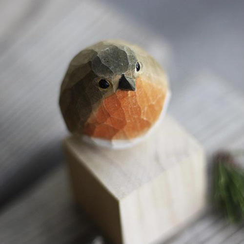 受注制作】鳥好きさんへのプレゼント 置物 木彫り 文鳥 天然木 彫刻