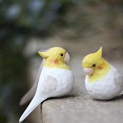 【オカメインコ】鳥好きさんへのプレゼント 置物 木彫り 文鳥 天然木 彫刻 受注制作 6枚目の画像