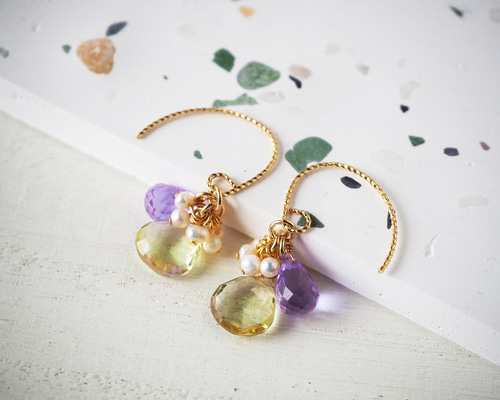 天然石mixピアス ピアス（フック・チェーン） Boite de maco