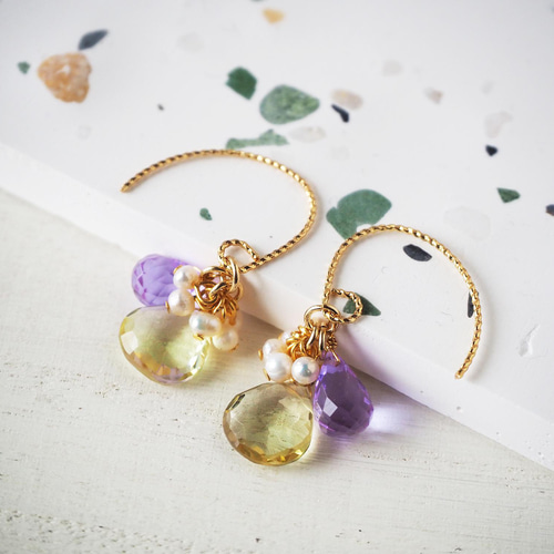 天然石mixピアス ピアス（フック・チェーン） Boite de maco