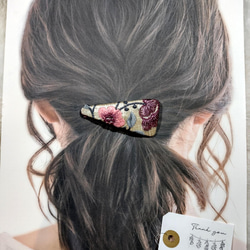2点セット✴インド刺繍リボンのヘアピン　ぱっちんピン　大人ラズベリー　 7枚目の画像