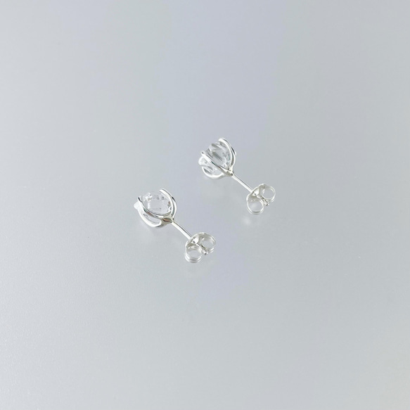 silver950ピアス　氷雨　ハーキマーダイヤモンド 6枚目の画像
