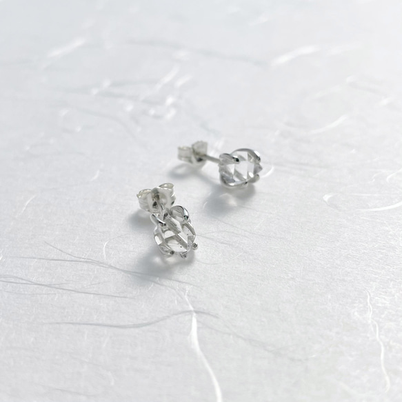 silver950ピアス　氷雨　ハーキマーダイヤモンド 1枚目の画像
