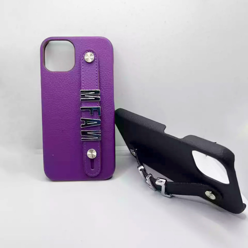 オリジナルケース オーダーメイドカバー スマホケース  iPhoneケース 立てかけOK♡【シルバー】名入れオーダーメイドiPhone ケース