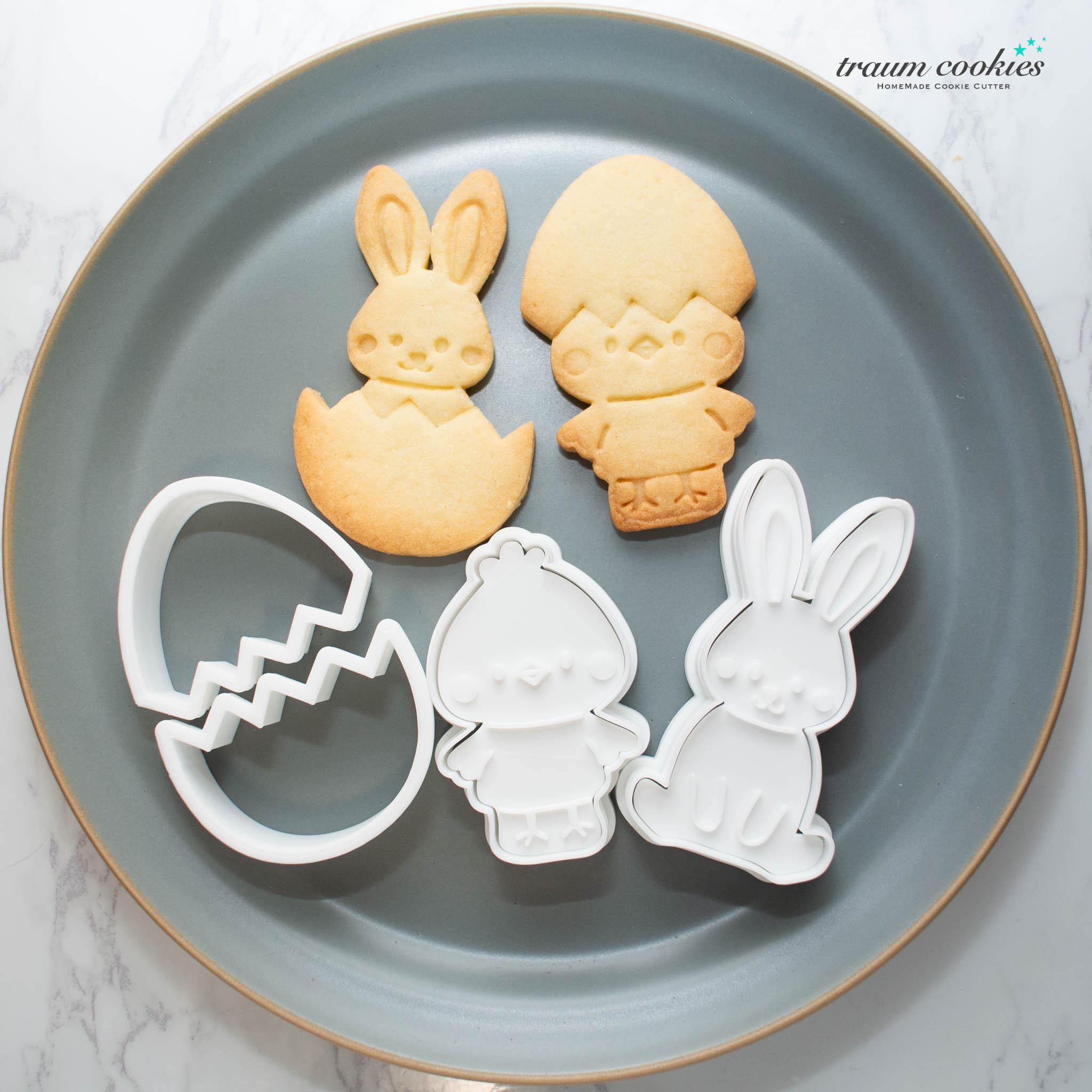 イースター ウサギとヒヨコと割れたタマゴのクッキー型3種セット