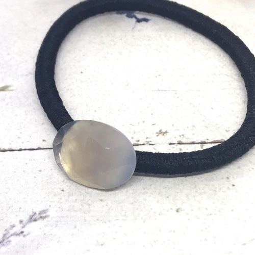 ヘアゴム 天然石 パワーストーン オニキス♡ヘアゴム 天然石