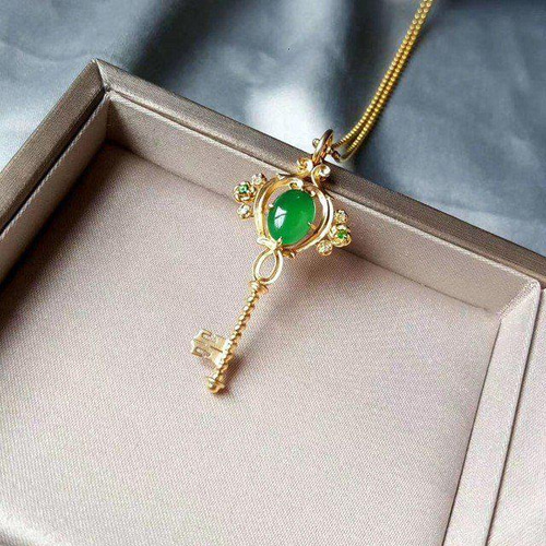 k18 SILVER デザイン 翡翠 ペンダント K18 翡翠カラーペンダントトップ