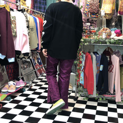 龍紋喇叭褲: 紫色 第3張的照片