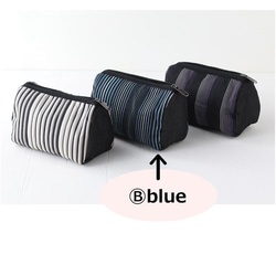 小倉織條紋 x 牛仔布 *大容量，有足夠的角撐板 *也可以放在後面 *成人袋*Ⓑ藍色 第2張的照片