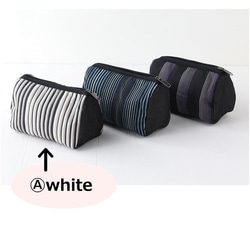 小倉織條紋×牛仔布 *大容量，有充足的角撐板 *也可以放在包包裡 *成人小包*Ⓐ白色 第2張的照片