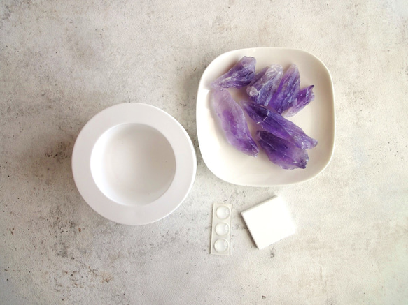 天然石のアロマディフューザー ■ アロマストーンポット ■ アメジスト　2タイプ 2枚目の画像