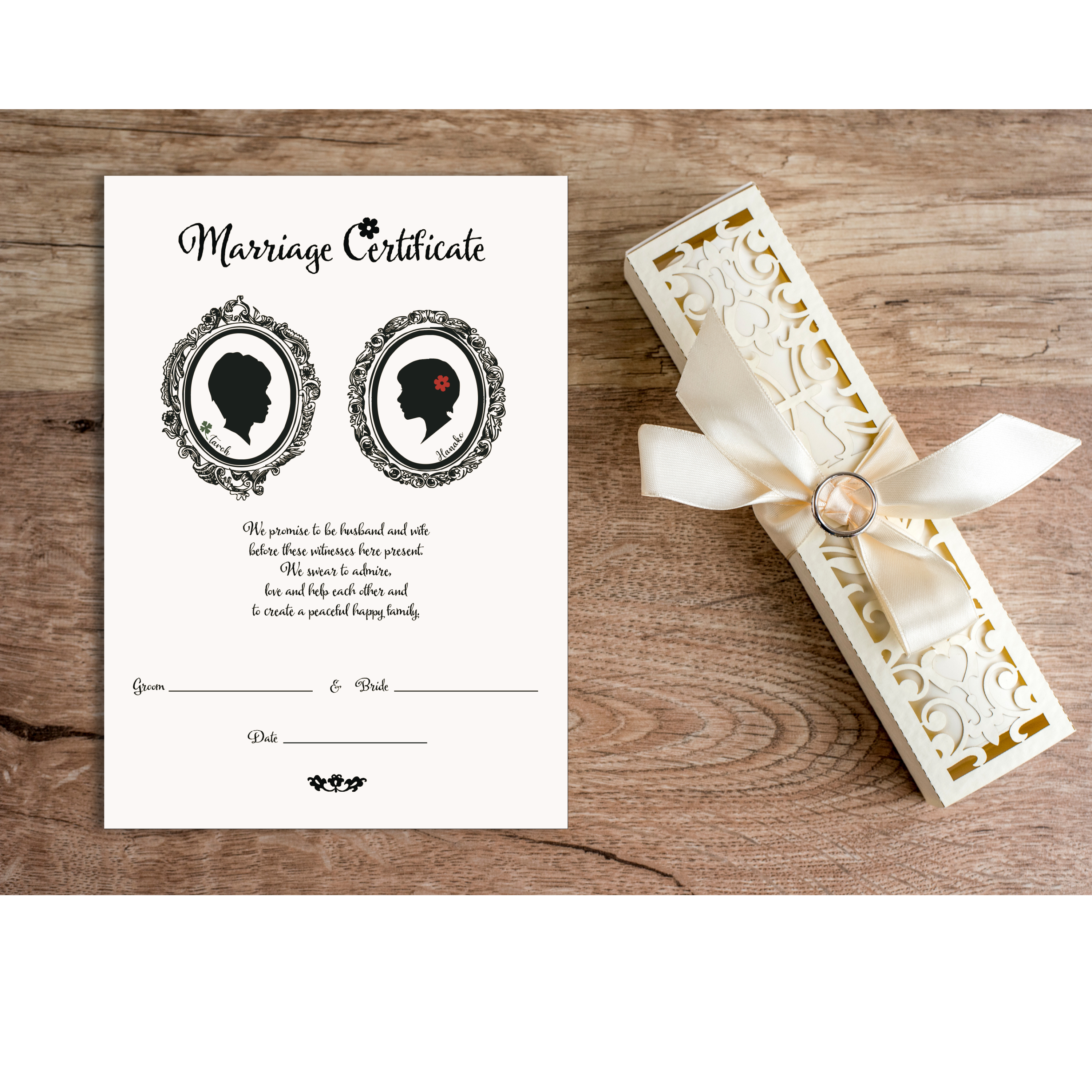 【結婚証明書・誓約書】＊アンティーク＊《データ納品》wedding 結婚式 似顔絵