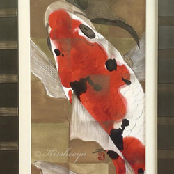 手描き原画 「秀麗 金彩夫婦鯉」 和モダン 琳派 3枚目の画像