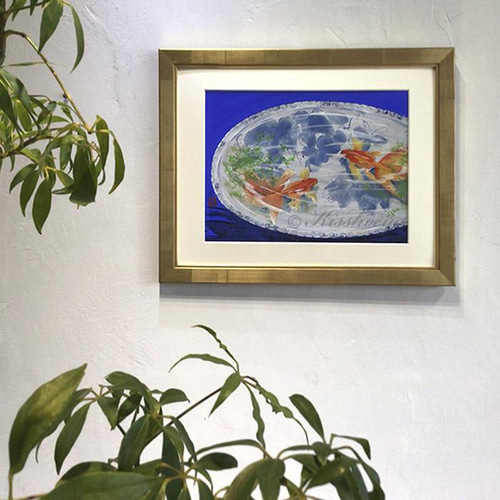 葡萄図深鉢と金魚」 風水にもおすすめ⭐︎縁起の良い金魚の絵