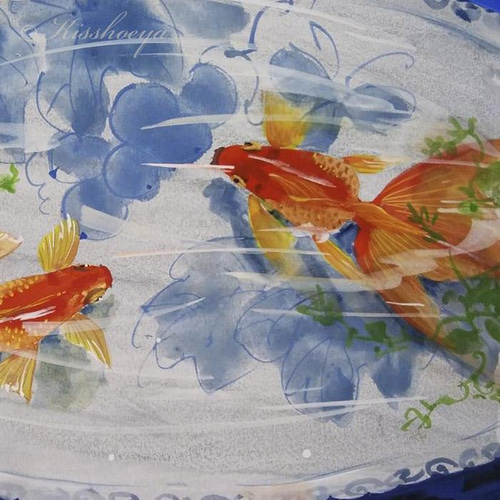 葡萄図深鉢と金魚」 風水にもおすすめ⭐︎縁起の良い金魚の絵