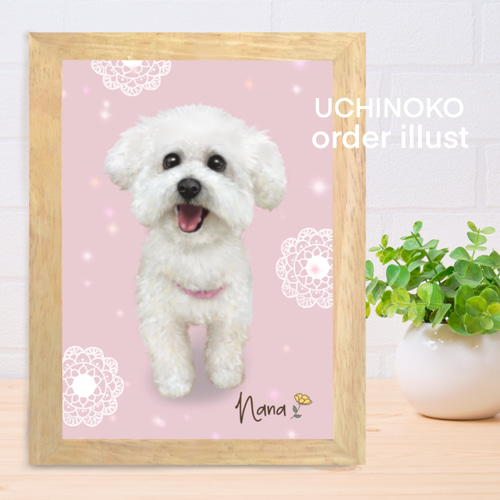 ペット似顔絵 オーダーメイド イラスト 犬 猫 お描きします 2L