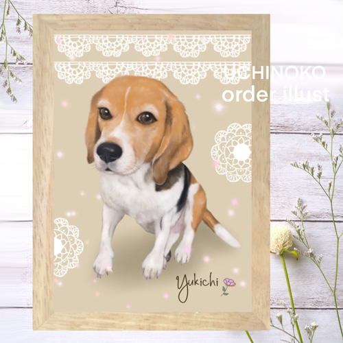 ペット似顔絵 オーダーメイド イラスト 犬 猫 お描きします 2L