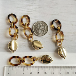 4pcs★chain charm・amber gold（チェーンチャーム） 4枚目の画像