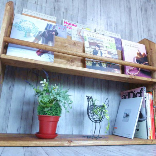 ハンドメイド 雑誌＆絵本ラック 特大サイズ (チーク色) ハンドメイド 雑誌＆絵本ラック 特大サイズ (チーク色) ハンドメイド