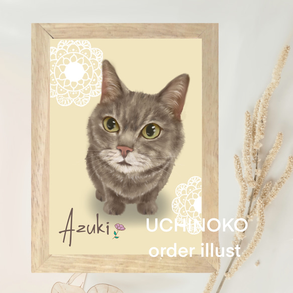 ペット似顔絵　オーダーメイド　イラスト　犬　猫　うさぎ　うちの子　お描きします　２Lサイズ　UCHINOKO 2枚目の画像