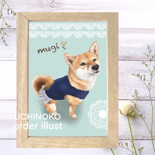 激安通販新作 ペット似顔絵 お描きし うちの子 猫 犬 イラスト オーダーメイド 絵画