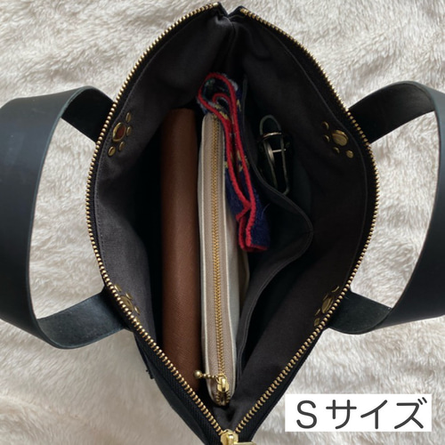 倉敷帆布 ファスナー付きトートバッグ 本革 カバン 肉球 A4 猫