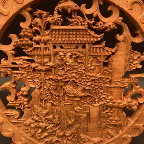 龍 鯉 滝登り？ 彫刻 木製 飾り