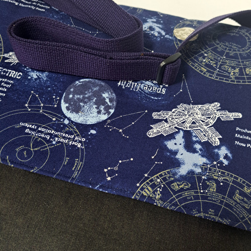 ☆即発送☆ショルダータイプ図書袋☆レッスンバッグ/星座・宇宙柄