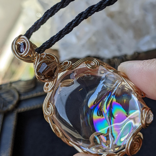 専用オーダー品】クリスタル+トルマリン+ルビーのマクラメ編み