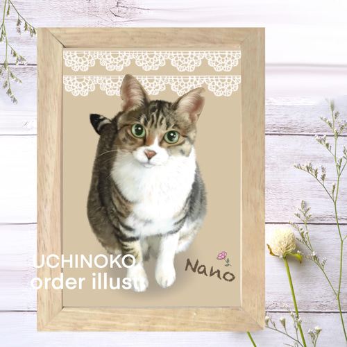 【ペット画ミニサイズ】オーダー制作　犬　猫　動物　イラスト 0_e3abf0cdf02dd36d95ae32a500a4