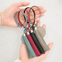 大人可愛いレザータッセル】本革キーホルダー タッセル付きキー