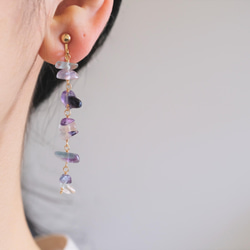 handahófi multi fluorite earring：マルチフローライト　ロングピアス・イヤリング　天然石 9枚目の画像